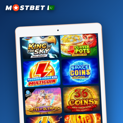 Mostbet casino jackpot slot reel glowing with rising coin stack in warm gold tones