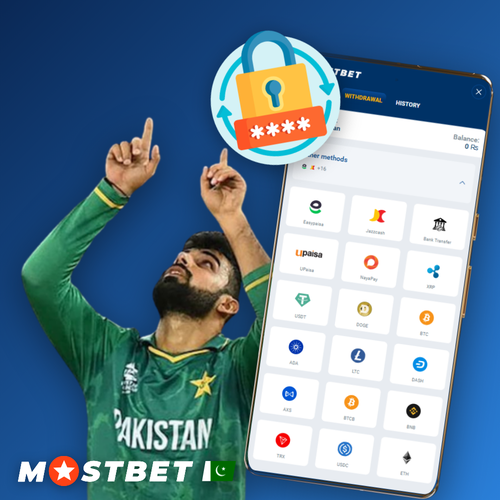 Mostbet minimum withdrawal screen in PKR with JazzCash and Easypaisa icons on smartphone